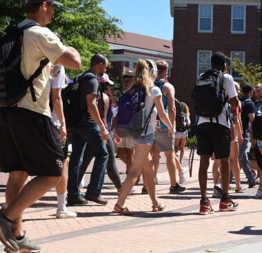College students walking